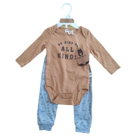 RabbitBear Outfit Bodysuit Organic Cotton Baby Boy Infant 6-9m Set Long Sleeve